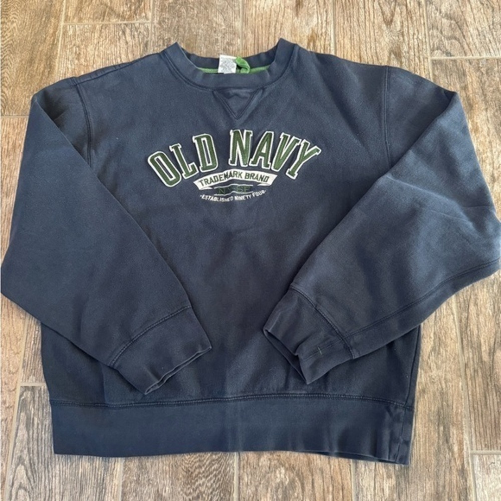 Old Navy Men's Dark Blue Crewneck Sweater vintage Y2K